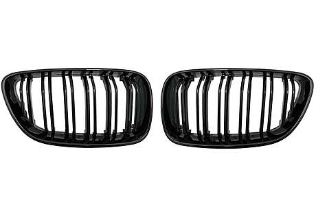 Central Kidney Grilles suitable for BMW 2 Series F22 F23 F87 (2014-up) Double Stripe M Design Piano Black