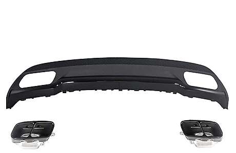 Rear Diffuser & Exhaust Tips Tailpipe Package Black suitable for MERCEDES A-Class W176 (2012-up) Sport Pack
