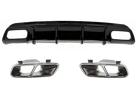 Rear Diffuser Black Edition with Muffler Tips suitable for MERCEDES A-Class W176 (2012-2018) A45 Facelift Design
