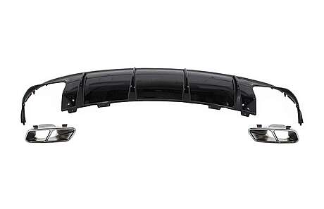 Rear Bumper Air Diffuser with Ehaust Muffler Tips suitable for Mercedes CLA W117 X117 Shooting Brake (2013-2018) Facelift CLA45 Look