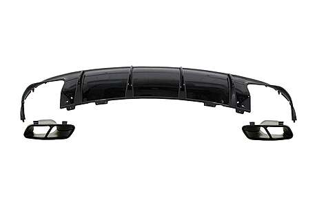 Rear Bumper Air Diffuser with Exhaust Muffler Tips suitable for Mercedes CLA W117 X117 Shooting Brake (2013-2018) Facelift CLA45 Look Black