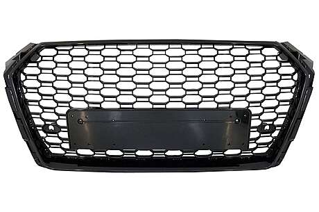 Badgeless Front Grille suitable for Audi A4 B9 8W (2016-2018) Sedan Avant RS Design Piano Black
