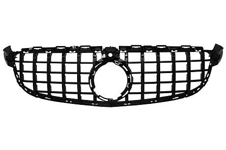 Front Grille suitable for Mercedes C-Class C63 W205 Sedan S205 T-Modell A205 Cabriolet C205 Coupe (03.2018-2020) with camera All Black