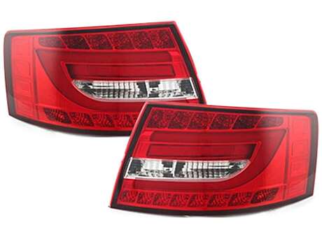 LED Light Bar Taillights suitable for Audi A6 Limousine (2004-2008) Red Crystal Factory LED
