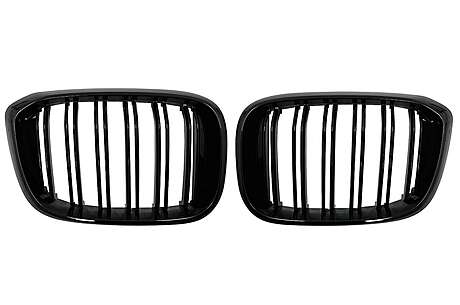 Central Kidney Grilles suitable for BMW X3 G01 (11.2017-up) X4 G02 (02.2018-up) Double Stripe M Design Piano Black