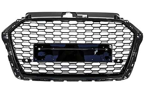 Badgeless Front Grille suitable for AUDI A3 8V Facelift (2017-2018) RS3 Design Piano Black