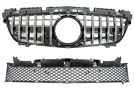 Front Grille with Lower Grille Mesh suitable for Mercedes SLK R172 (2011-2015) GT-R Panamericana Design Chrome
