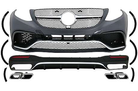 Complete Body Kit suitable for Mercedes GLE W166 SUV (2015-2018) Black Chrome