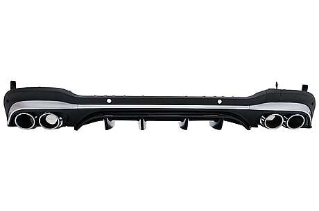 Rear Diffuser with Silver Exhaust Muffler Tips suitable for Mercedes GLC SUV X253 Facelift (2020-2023) GLC43 Design