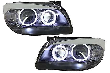 LED Angel Eyes Headlights suitable for BMW X1 E84 (2009-2012) Xenon Look