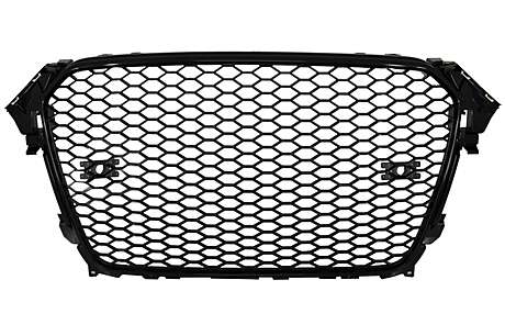 Badgeless Front Grille suitable for Audi A4 B8 Facelift (2012-2015) RS Design Piano Black With and Without PDC