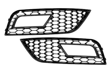 Fog Lamp Covers suitable for Audi A4 B8 Facelift (2012-2015) RS4 Design Black