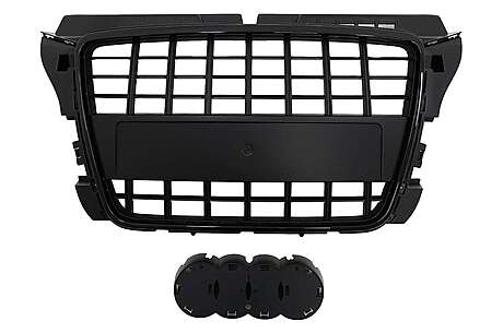 Badgeless Front Grille suitable for Audi A3 8P Facelift (2008-2012) Black